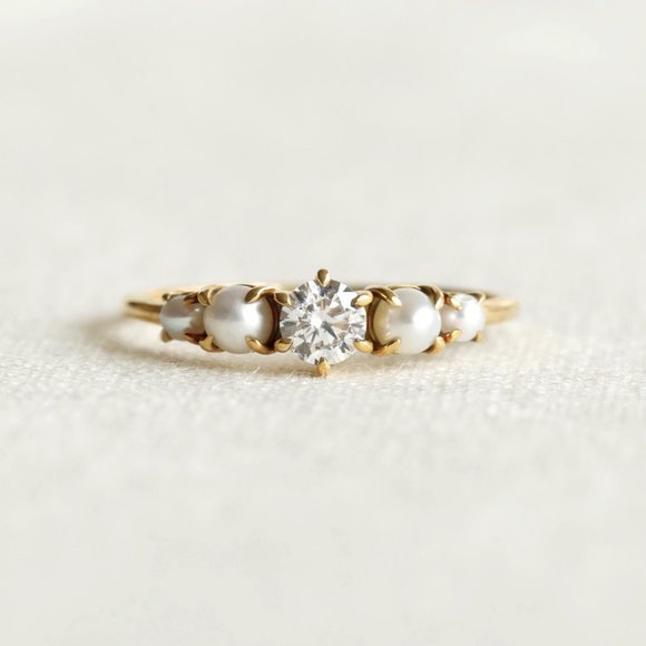 Jewelry - Seraphic ring gold ring, engagement ring wedding band pearl ring